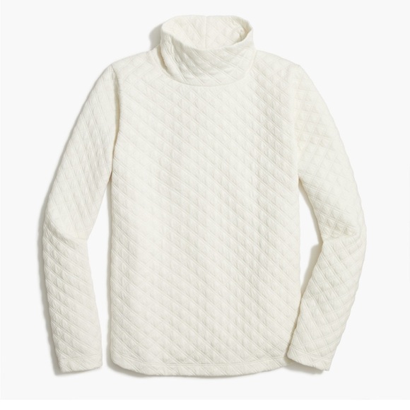 NWT! J.Crew Ivory quilted mock neck pullover - Picture 2 of 7